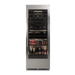 Perlick C-Series 30 Inch Dual-Zone Beverage Center with 55 Bottle/230 Can Capacity in Stainless Steel 4" Toe Kick with Right Hinge (CCR30C-2-4RL, CR-S
