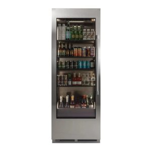 Perlick C-Series 30 Inch Single-Zone Beverage Center with 422 Can Capacity in Stainless Steel 6" Toe Kick with Left Hinge (CR30B-2-4LL, CR-SG-30PDL6)