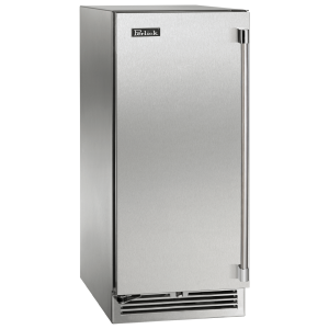 Perlick Signature Series 15-Inch Outdoor Built-In Single Zone Wine Cooler with 20 Bottle Capacity in Stainless Steel (HP15WO-4-1L & HP15WO-4-1R)