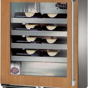 Perlick Signature Series 24-Inch Built-In Single Zone Wine Cooler with 20 Bottle Capacity, Panel Ready with Glass Door (HH24WS-4-4L & HH24WS-4-4R)