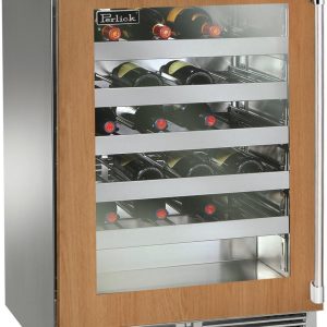 Perlick Signature Series 24-Inch Built-In Single Zone Wine Cooler with 45 Bottle Capacity, Panel Ready with Glass Door (HP24WS-4-4L & HP24WS-4-4R)