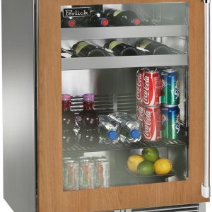 Perlick Signature Series 24-Inch Outdoor 5.2 cu. ft. Capacity Built-In Glass Door Beverage Center with 5.2 cu. ft. Capacity, Panel Ready with Glass Do