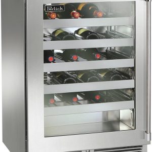 Perlick Signature Series 24-Inch Outdoor Built-In Single Zone Wine Cooler with 45 Bottle Capacity in Stainless Steel with Glass Door (HP24WO-4-3L & HP