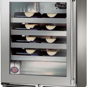 Perlick Signature Series 24-Inch Outdoor Built-In Single Zone Wine Cooler with 20 Bottle Capacity in Stainless Steel with Glass Door (HH24WO-4-3L & HH
