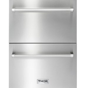Thor Kitchen 24-Inch 5.4 cu. ft. Built-in Indoor/Outdoor Undercounter Double Drawer Refrigerator in Stainless Steel (TRF24U)