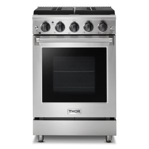 Thor Kitchen 24-Inch Natural Gas Range with 3.7 cu. ft. Oven and 4 Cooktop Burners in Stainless Steel (LRG2401U)