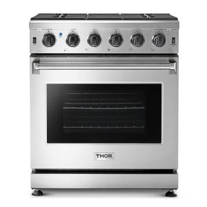 Thor Kitchen 30-Inch Natural Gas Range with 4.55 Cu. Ft Oven and 5 Burners in Stainless Steel (LRG3001U)