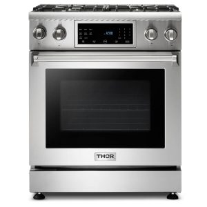 Thor Kitchen 30-Inch Natural Gas Range with 4.55 Cu. Ft. Self-Cleaning Oven and Tilt Panel in Stainless Steel (TRG3001)