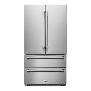 Thor Kitchen 36-Inch 22.5 cu. ft Freestanding French Door Refrigerator with Ice Maker in Stainless Steel (TRF3602)