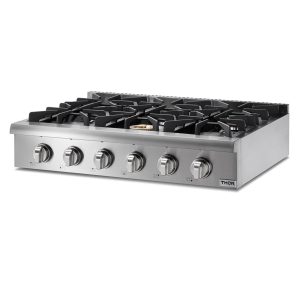 Thor Kitchen 36-Inch Natural Gas Cooktop in Stainless Steel with 6 Burners (HRT3618U)
