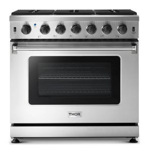 Thor Kitchen 36-Inch Natural Gas Range with 6.0 Cu. Ft. Oven and 6 Cooktop Burners in Stainless Steel (LRG3601U)