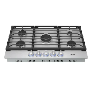 Thor Kitchen 36-Inch Professional Natural Gas Cooktop with Stainless Steel Knobs (TGC36F)