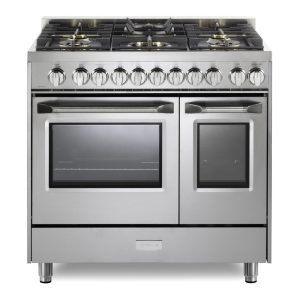 Verona Ultima Collection 36-Inch Double Oven Gas Range with 5 Brass Burners, 4.1 Cu. Ft. Total Oven Capacity in Stainless Steel (VUFSGG365DSS)