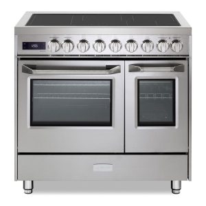 Verona Ultima Collection 36-Inch Double Oven Induction Range with 5 Elements, 4.1 Cu. Ft. Total Oven Capacity in Stainless Steel (VUFSIE365DSS)