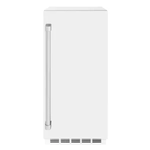 ZLINE 15-Inch Touchstone Clear Cube Ice Maker with Drain Pump in White Matte (ICCD-WM-15)