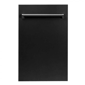 ZLINE 18-Inch Dishwasher in Black Matte with Stainless Steel Tub and Traditional Style Handle, 51dBa (DW-BLM-18)