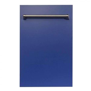 ZLINE 18-Inch Dishwasher in Blue Matte with Stainless Steel Tub and Traditional Style Handle, 51dBa (DW-BM-18)