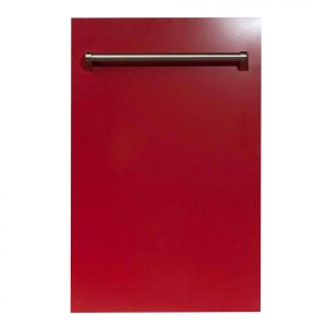 ZLINE 18-Inch Dishwasher in Red Gloss with Stainless Steel Tub and Traditional Style Handle, 51dBa (DW-RG-18)