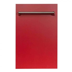 ZLINE 18-Inch Dishwasher in Red Matte with Stainless Steel Tub and Traditional Style Handle, 51dBa (DW-RM-18)