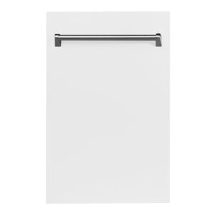 ZLINE 18-Inch Dishwasher in White Matte with Stainless Steel Tub and Traditional Style Handle, 51dBa (DW-WM-18)