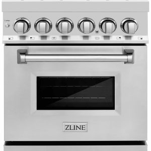 ZLINE 24-inch Legacy Series Dual Fuel Range with Gas Stove and 2.8 Cu. Ft. Electric Oven in Stainless Steel with Brass Burners (RA-BR-24)