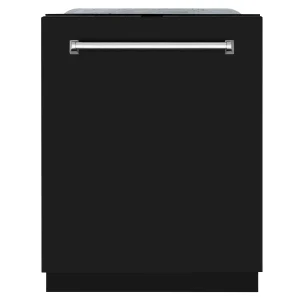 ZLINE 24-Inch Monument Series 3rd Rack Top Touch Control Dishwasher in Black Matte with Stainless Steel Tub, 44dBa (DWMT-BLM-24)