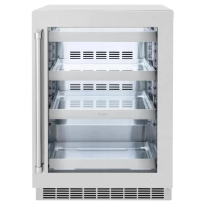 ZLINE 24-Inch Touchstone 151 Can Beverage Fridge with Satin Stainless Steel Glass Door (RBSO-SN-24)