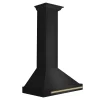 ZLINE 30-Inch 400 CFM Convertible Black Stainless Steel Wall Mount Range Hood With Champagne Bronze Handle (BSKB4Z-30-CB)