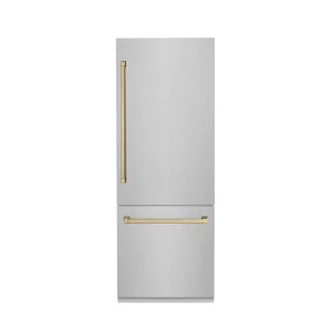 ZLINE 30-Inch Autograph Edition 16.1 cu. ft. Built-in 2-Door Bottom Freezer Refrigerator with Internal Water and Ice Dispenser in Fingerprint Resistan