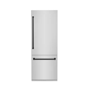 ZLINE 30-Inch Autograph Edition 16.1 cu. ft. Built-in 2-Door Bottom Freezer Refrigerator with Internal Water and Ice Dispenser in Stainless Steel with
