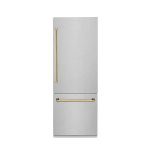 ZLINE 30-Inch Autograph Edition 16.1 cu. ft. Built-in 2-Door Bottom Freezer Refrigerator with Internal Water and Ice Dispenser in Fingerprint Resistan