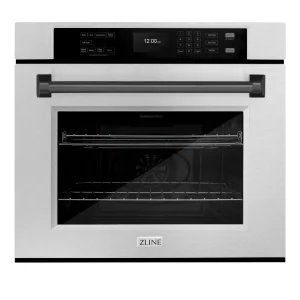 ZLINE 30-Inch Autograph Edition Professional True Convection Single Wall Oven with Air Fry and Self Clean in Satin Stainless Steel with Matte Black Ha