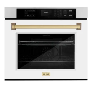 ZLINE 30-Inch Autograph Edition Professional True Convection Single Wall Oven with Air Fry and Self Clean in Stainless Steel with White Matte Door and