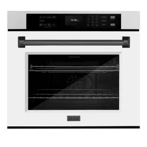 ZLINE 30-Inch Autograph Edition Professional True Convection Single Wall Oven with Air Fry and Self Clean in Satin Stainless Steel with White Matte Do