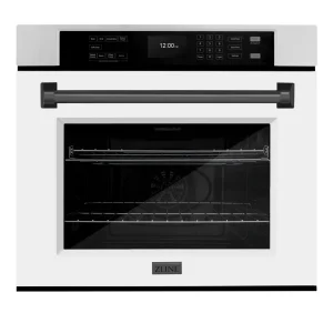 ZLINE 30-Inch Autograph Edition Professional True Convection Single Wall Oven with Air Fry and Self Clean in Stainless Steel with White Matte Door and