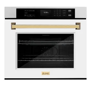 ZLINE 30-Inch Autograph Edition Professional True Convection Single Wall Oven with Air Fry and Self Clean in Satin Stainless Steel with White Matte Do