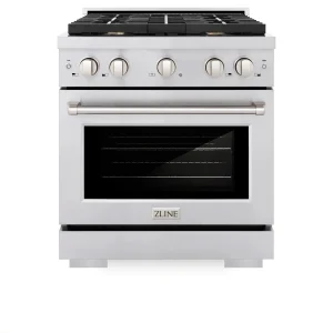 ZLINE 30-Inch Paramount Gas Range with 4.2 cu. ft. Convection Gas Oven in Stainless Steel with 4 Brass Burners (SGR-BR-30)