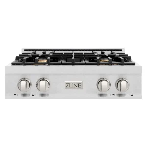 ZLINE 30-Inch Porcelain Gas Stovetop in Satin Stainless Steel with 4 Gas Brass Burners (RTS-BR-30)