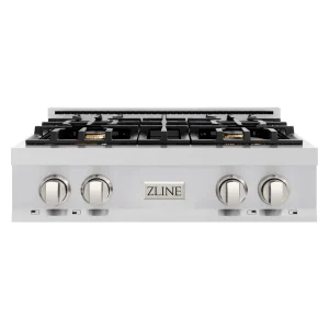 ZLINE 30-Inch Porcelain Gas Stovetop with 4 Gas Brass Burners (RT-BR-30)