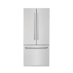 ZLINE 36-Inch 19.6 cu. ft. Built-In 2-Door Bottom Freezer Refrigerator with Internal Water and Ice Dispenser in Satin Stainless Steel Fingerprint Resi