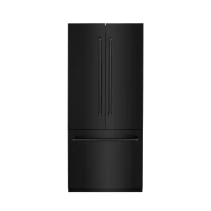 ZLINE 36-Inch 19.6 cu. ft. Built-In 3-Door French Door Freezer Refrigerator with Internal Water and Ice Dispenser in Black Stainless Steel (RBIV-BS-36