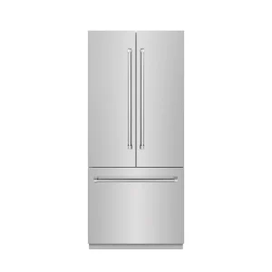 ZLINE 36-Inch 19.6 Cu. Ft. French Door Built-In Bottom Freezer Refrigerator with Water Dispenser and Ice Maker in Stainless Steel with Graphite Gray I
