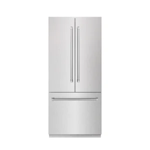 ZLINE 36-Inch 19.6 Cu. Ft. French Door Built-In Bottom Freezer Refrigerator with Water Dispenser and Ice Maker in Satin Stainless Steel with Graphite