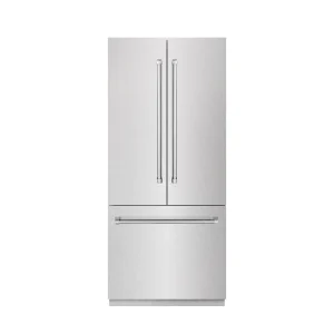 ZLINE 36-Inch 19.6 cu. ft. French Door Built-In Bottom Freezer Refrigerator with Water Dispenser and Ice Maker in Satin Stainless Steel with Stainless