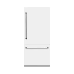 ZLINE 36-Inch 19.8 Cu. Ft. Built-In Bottom Freezer Refrigerator with Water Dispenser and Ice Maker in White Matte (RBIT-WM-36)