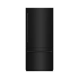 ZLINE 36-Inch 19.8 cu. ft. Built-In Bottom Freezer Refrigerator with Water Dispenser and Ice Maker in Black Stainless Steel with Graphite Gray Interio