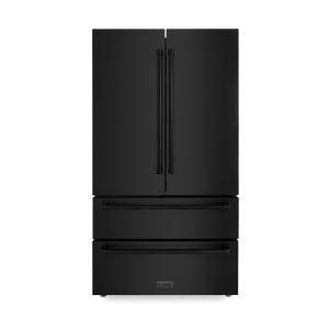 ZLINE 36-Inch 22.5 cu. ft Freestanding French Door Refrigerator with Ice Maker in Fingerprint Resistant Black Stainless Steel (RFM-36-BS)