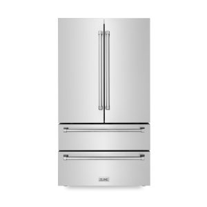 ZLINE 36-Inch 22.5 cu. ft Freestanding French Door Refrigerator with Ice Maker in Fingerprint Resistant Stainless Steel (RFM-36)