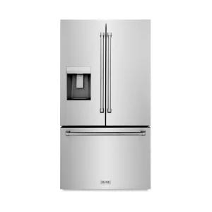 ZLINE 36-Inch 28.9 cu. ft. Standard-Depth French Door External Water Dispenser Refrigerator with Dual Ice Maker in Fingerprint Resistant Stainless Ste