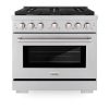 ZLINE 36-Inch 5.2 cu. ft. Paramount Gas Range with 6 Burner Cooktop and Convection Gas Oven in Stainless Steel (SGR36)
